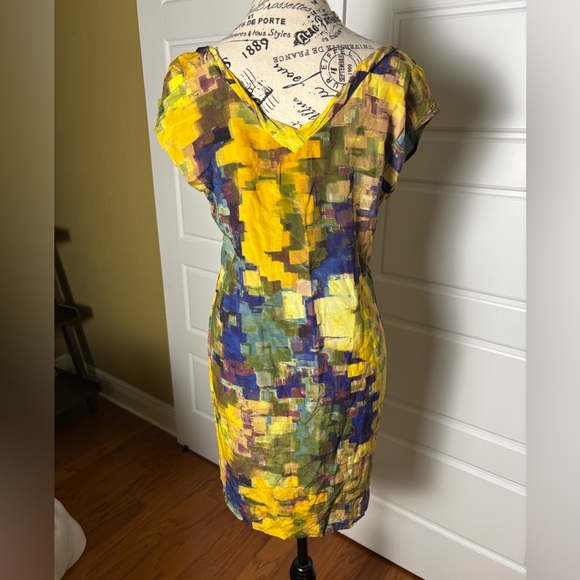 Anthropologie Maeve abstract painterly silk dress - Picture 2 of 7